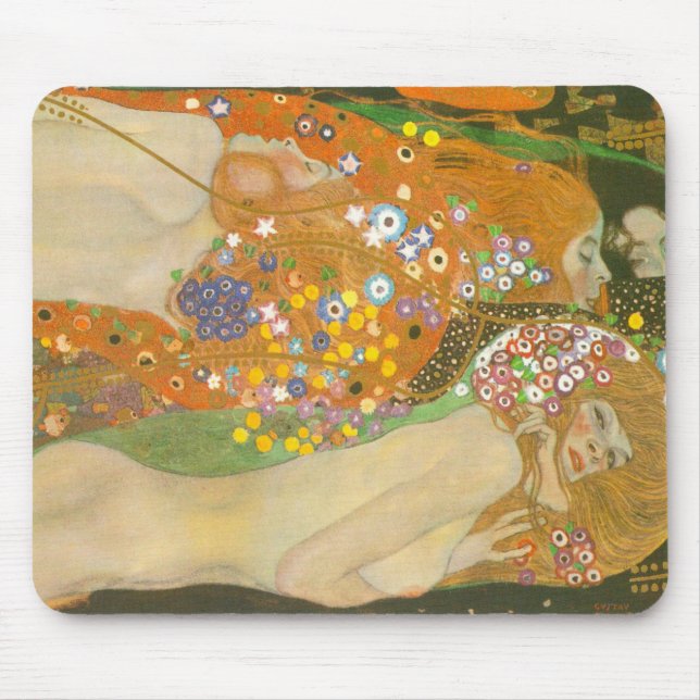 Vatten-serpents II av Gustav Klimt, Art nouveau Musmatta (Framsidan)