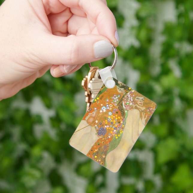 Vatten-serpents II av Gustav Klimt, Art nouveau Nyckelring (Hand)