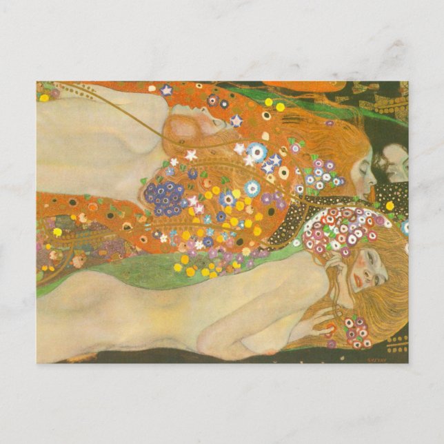 Vatten-serpents II av Gustav Klimt, Art nouveau Vykort (Framsida)