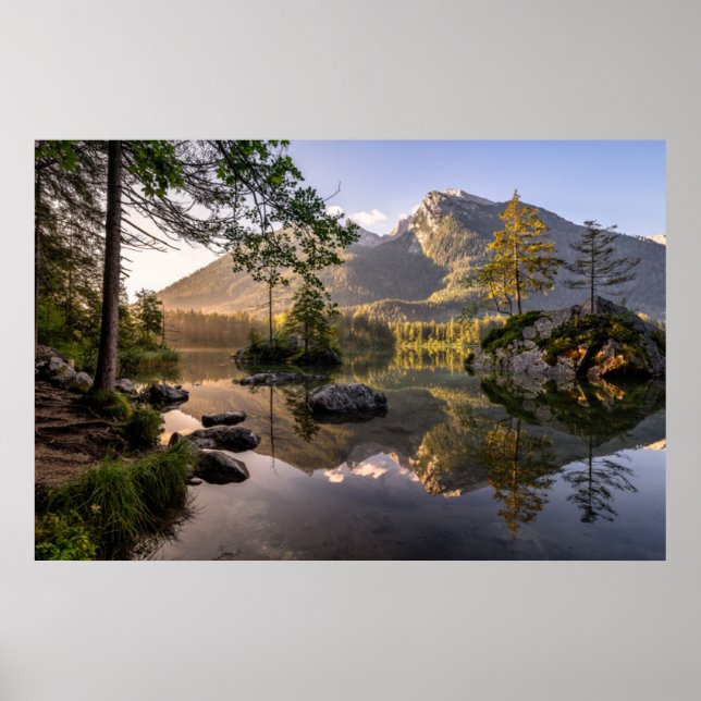 Vatten | Sjö Hintersee Berchtesgaden Tyskland Poster (Framsidan)