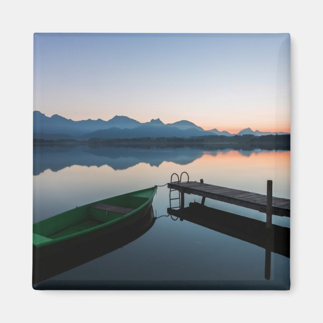 Vatten | Sjö Hopfen Bavarian Alpernas Tysklanda Magnet (Framsidan)