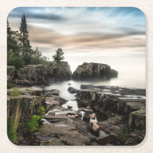 Vatten Sjö Superior Grand Marais, Minnesota Underlägg Papper Kvadrat