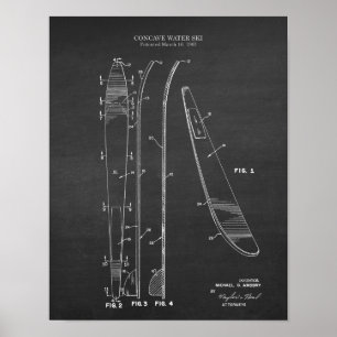 Vatten Ski Patent #5 Boating Decor Gift for Him Poster