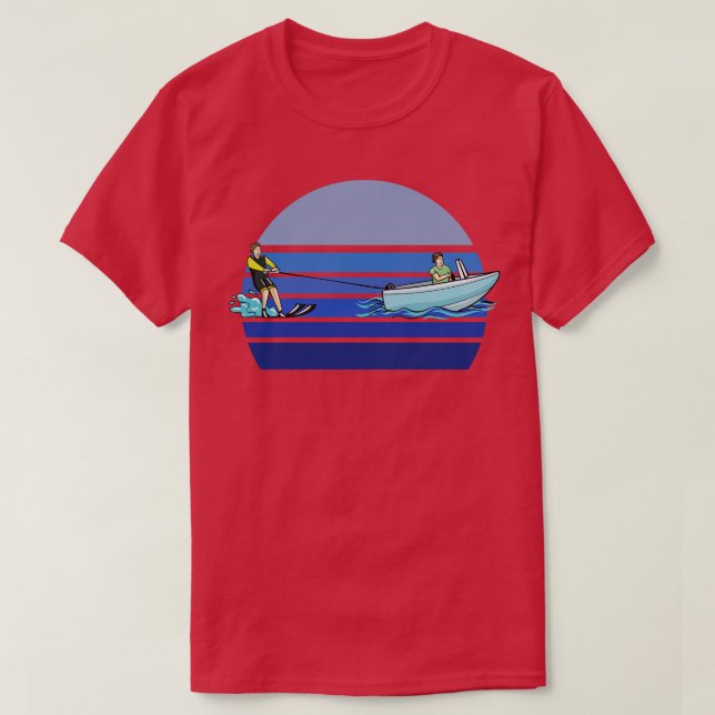 Vatten Ski Retro Blue T Shirt (Design framsida)