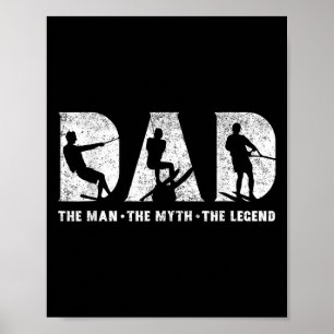 Vatten Skidåkande Pappa Mannen Myten Legenden Fade Poster