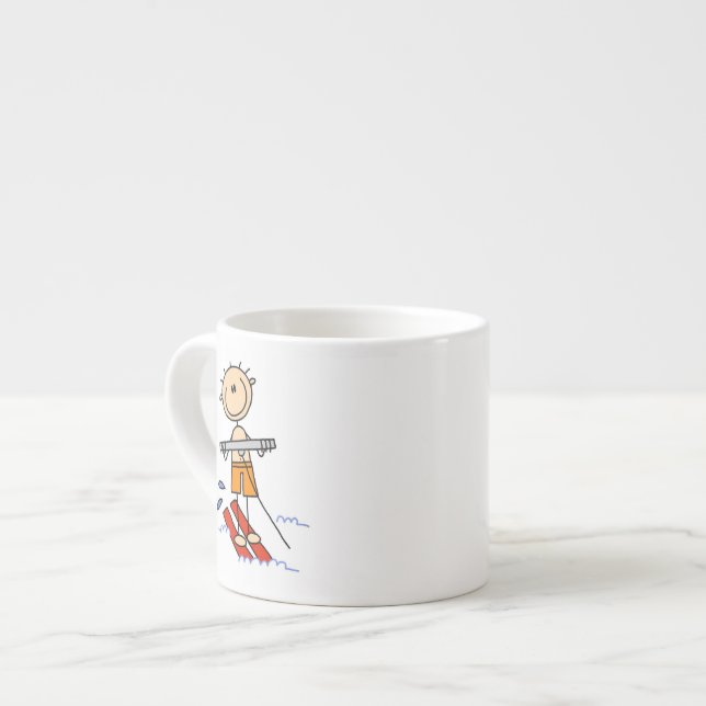 Vatten Skidåkning Stavfigur Espressomugg (Framsida vänster)