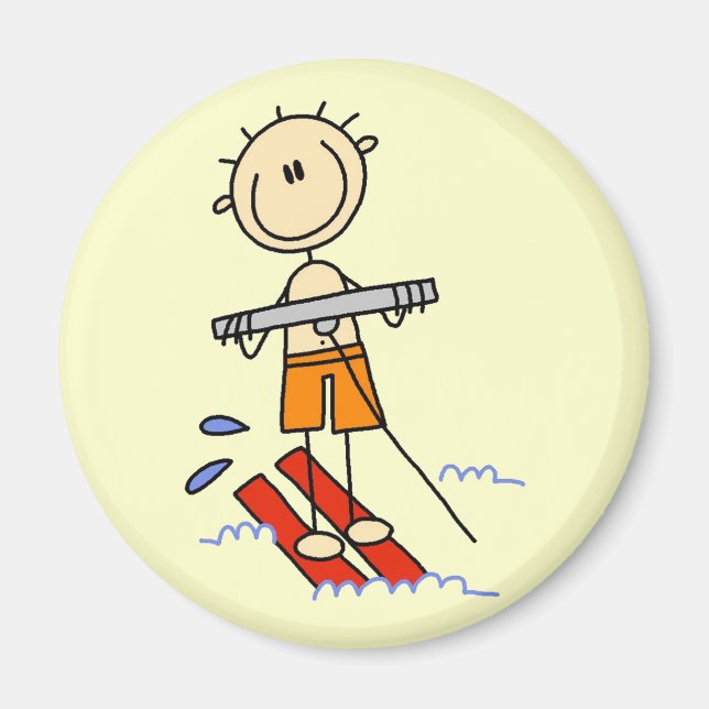 Vatten Skidåkning Stavfigur Magnet (Framsidan)