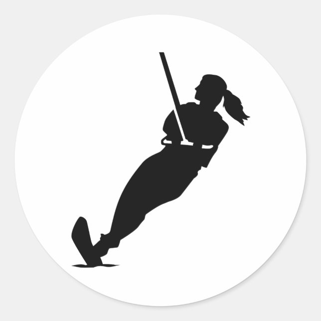 Vatten skidkvinna runt klistermärke (Framsida)