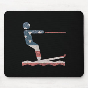 Vatten Skidor T Shirt Vattenskidor Amerikansk Flag Musmatta