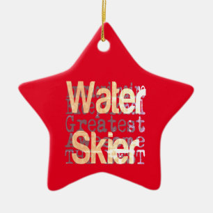 Vatten Skier Extraordinaire Julgransprydnad Keramik