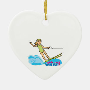 Vatten-Skier-Girl 2 Julgransprydnad Keramik