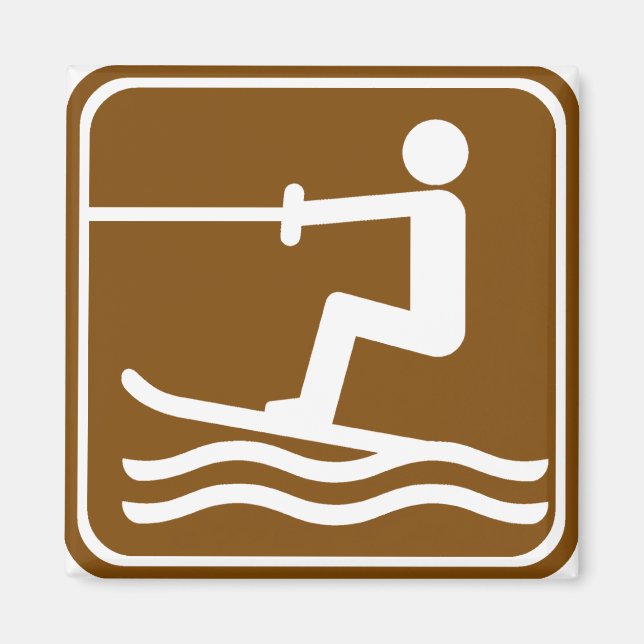 Vatten Skiing Highway Sign Magnet (Framsidan)