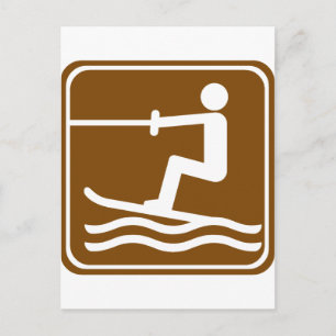 Vatten Skiing Highway Sign Vykort