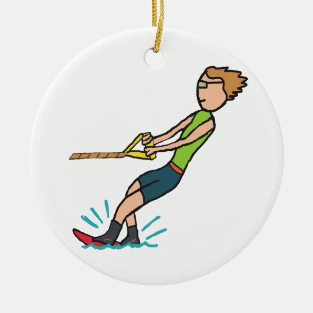 Vatten Skiing Julgransprydnad Keramik (Framsidan)