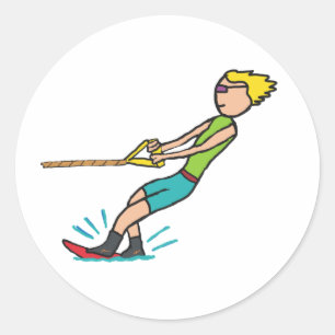 Vatten Skiing Runt Klistermärke