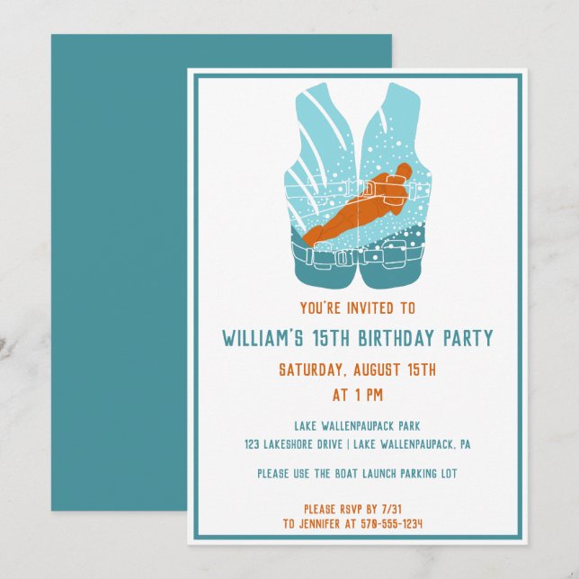 Vatten-Skiing Thned Vatten Skier Graphic Anpassnin Inbjudningar (Fram/baksida)