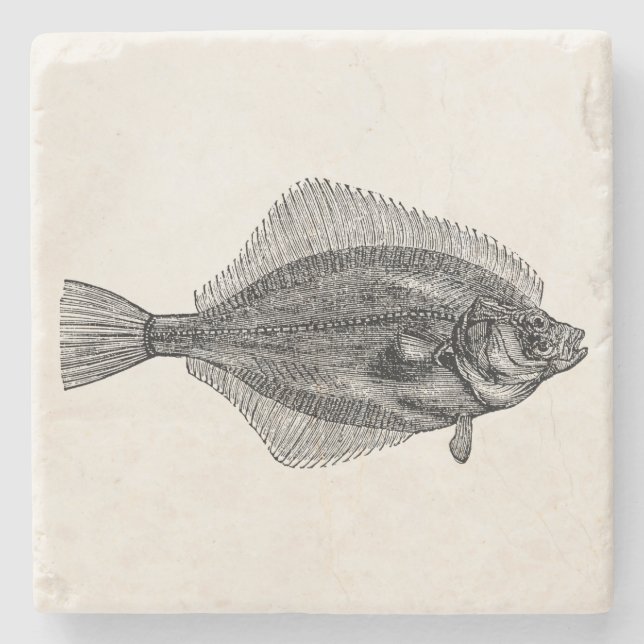 Vatten- skräddarsy mall för vintageflundrafisk underlägg sten (Framsidan)