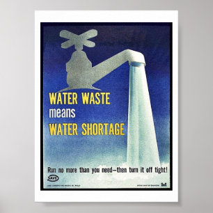 Vatten Slösar Elak Vatten brist på Poster