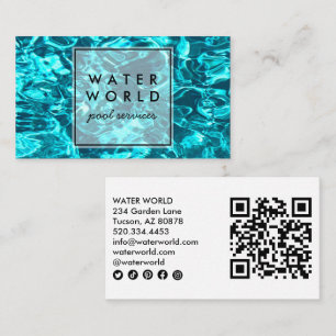 Vatten Sparkles Swimming Bassäng Service Photo QR- Visitkort