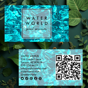 Vatten Sparkles Swimming Bassäng Service Photo QR- Visitkort
