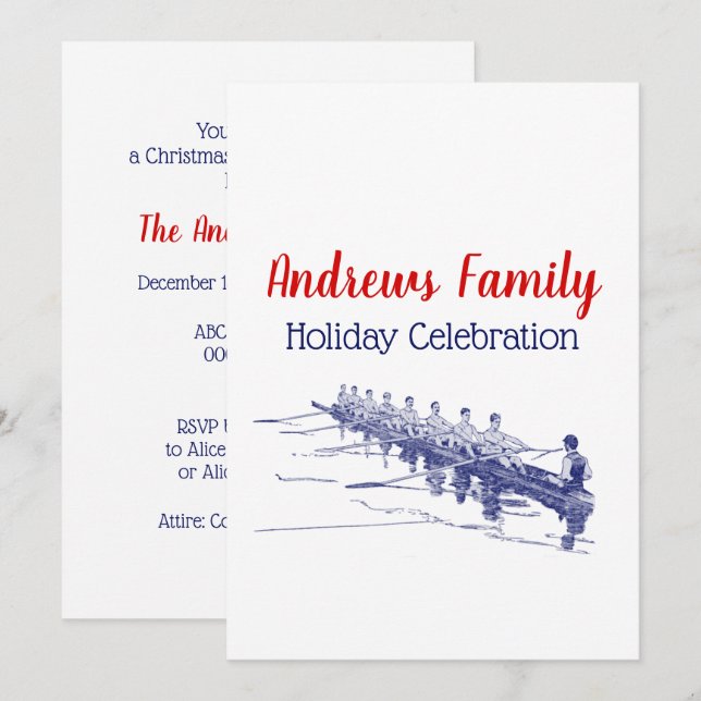 Vatten sport för besättningsgrupp för blå roving # inbjudningar (Fram/baksida)