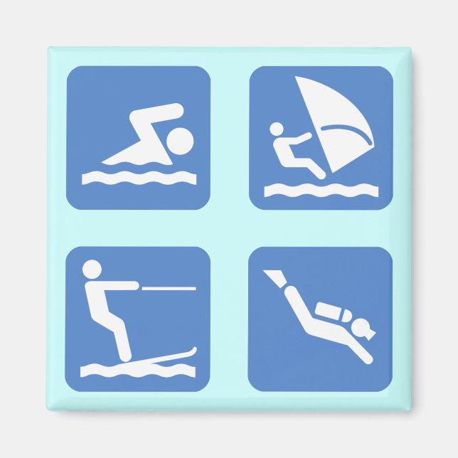 Vatten sport symboler magnet (Framsidan)