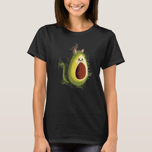 Vatten Stänk Cute Vegetable Avocado Cat T Shirt (Framsida)