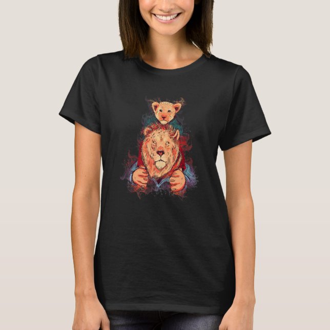 Vatten Stänk Far Son Lejon T Shirt (Framsida)