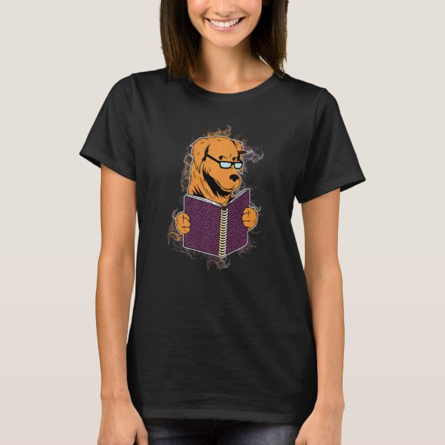 Vatten Stänk Hund Studera Bok T Shirt (Framsida)