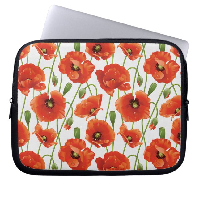 vatten tappar på gulliga vallmor laptop sleeve (Framsidan)