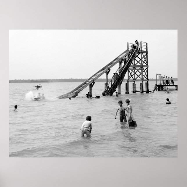 Vatten Toboggan, Bois Blanc Island, MI 1903 Poster (Framsidan)