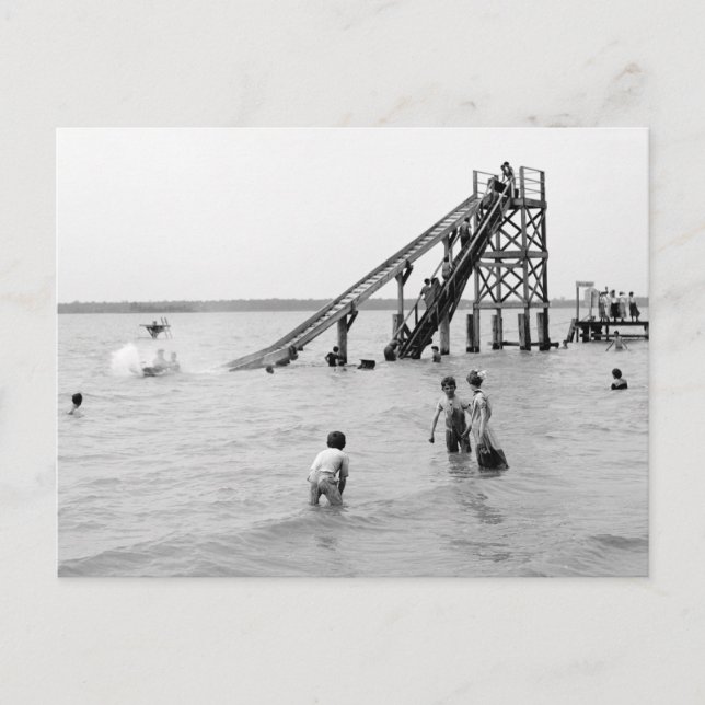 Vatten Toboggan, Bois Blanc Island, MI 1903 Vykort (Framsida)