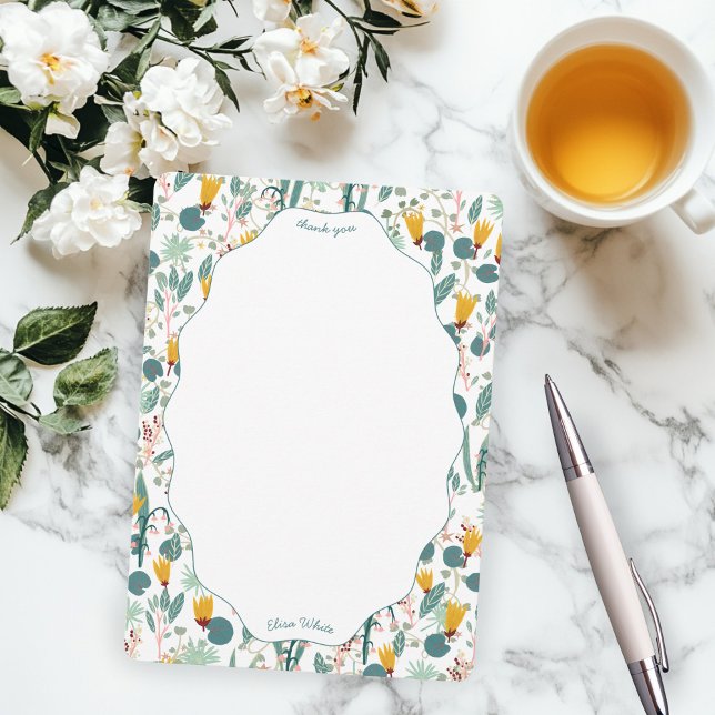 Vatten Trädgård Blommig Bröllopsdusch Söt ANPASSAD Tack Kort (Water Garden Floral Bridal Shower Cute CUSTOM Thank You Note Card
)