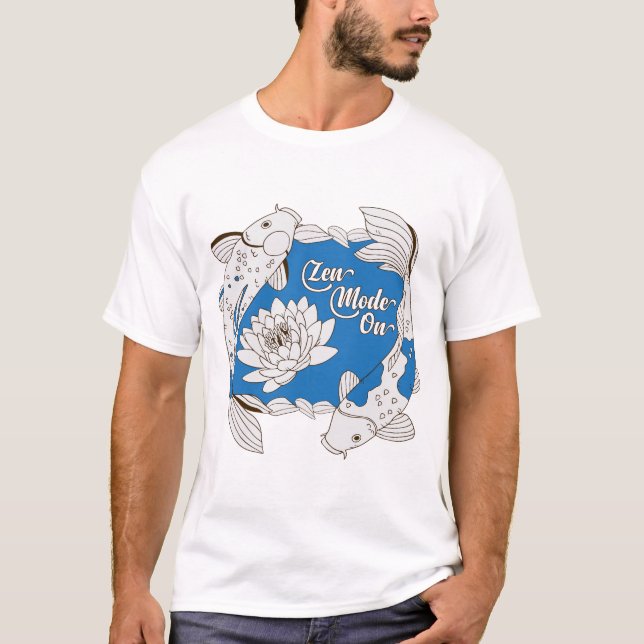 Vatten Trädgård Zen Läge Koi Fisk Konst T Shirt (Framsida)