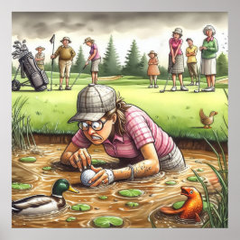 Vatten - utskrift av golfkonst poster