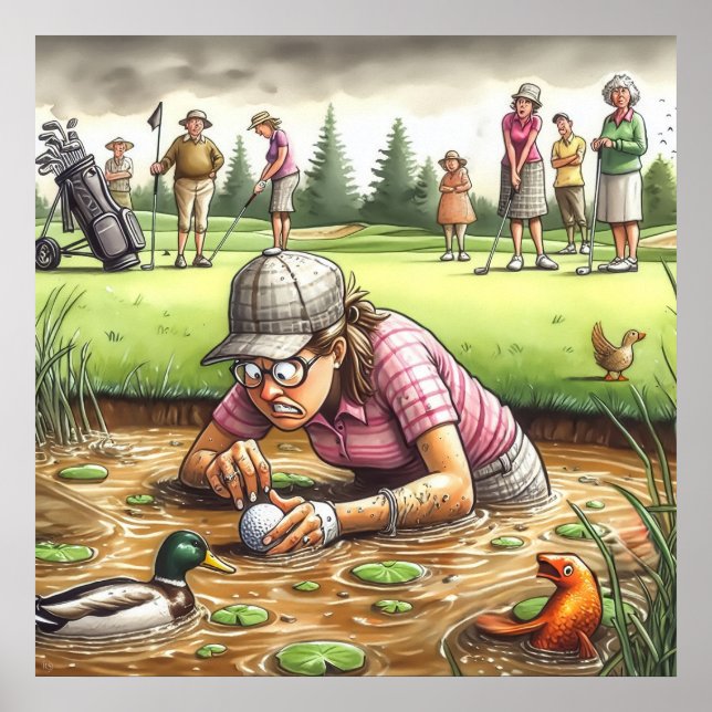 Vatten  - utskrift av golfkonst poster (Framsidan)