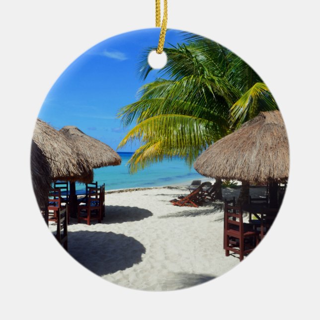 Vatten Vaca för kricka för palmträd för Cozumel Julgransprydnad Keramik (Framsidan)