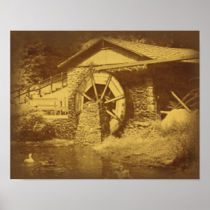 Vatten Wheel Anka Pond-Vintage: titta på Poster