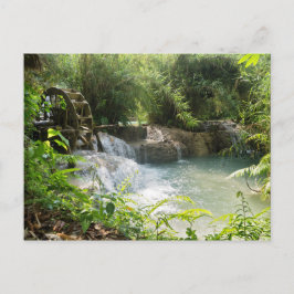 Vatten Wheel in Forest River, Khoung Si Falls, Lao Vykort