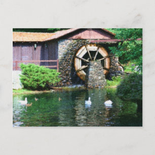Vatten Wheel Pond Seurat Painting-vykort Vykort
