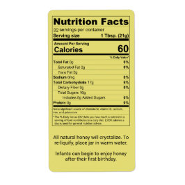 Vatten White Honung Burk Nutrition Facts Labels Fraktsedel
