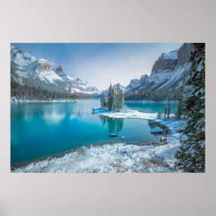 Vatten Winter Jasper National Park, Kanada Poster