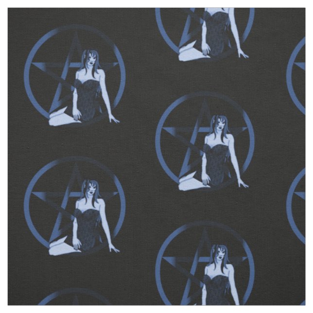 Vatten Witch Pagan Pentacle Elemental Fabric Tyg (Provkarta)