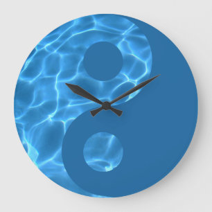 Vatten Yin Yang Wall Clock Stor Klocka