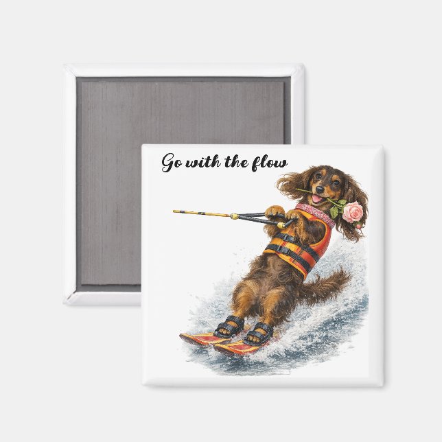 Vattenåkande Dachshund Magnet (Front/Back)