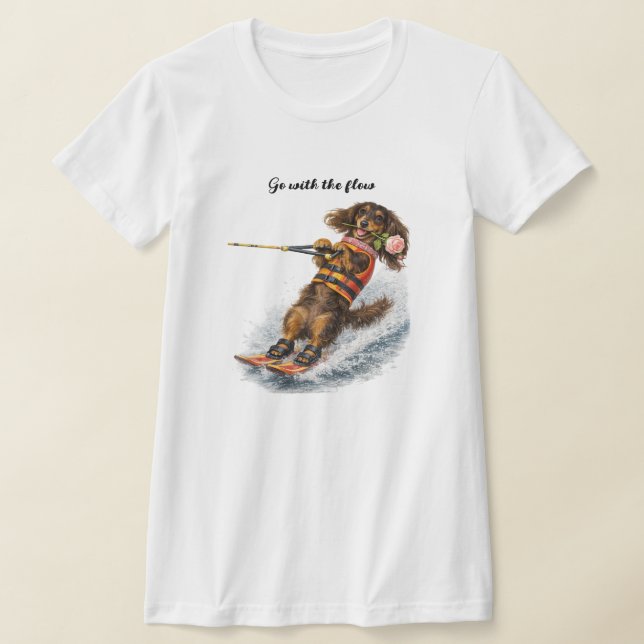 Vattenåkande Dachshund T Shirt (Laydown)