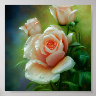 Vattenaktig rosa ros poster