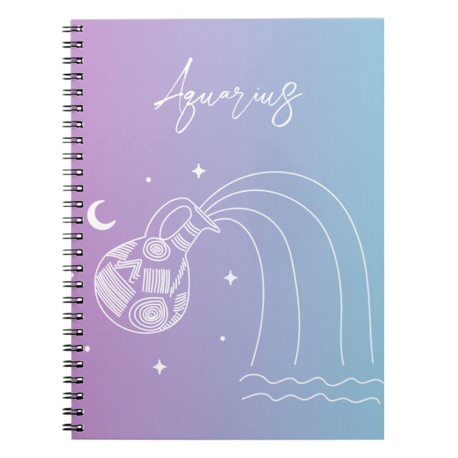 Vattenarius zodiac horoscope stjärntecken gradient anteckningsbok (Framsidan)