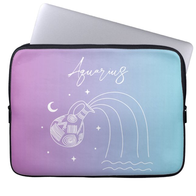 Vattenarius zodiac horoscope stjärntecken gradient laptop fodral (Framsidan)