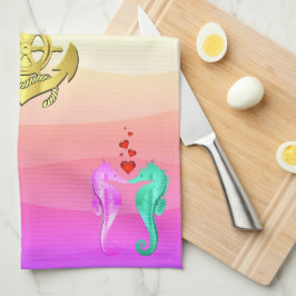 Vattenbad/rosa/kyssande sjöar/hjärtbad kökshandduk